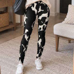 Black and White Cow Print Leggings