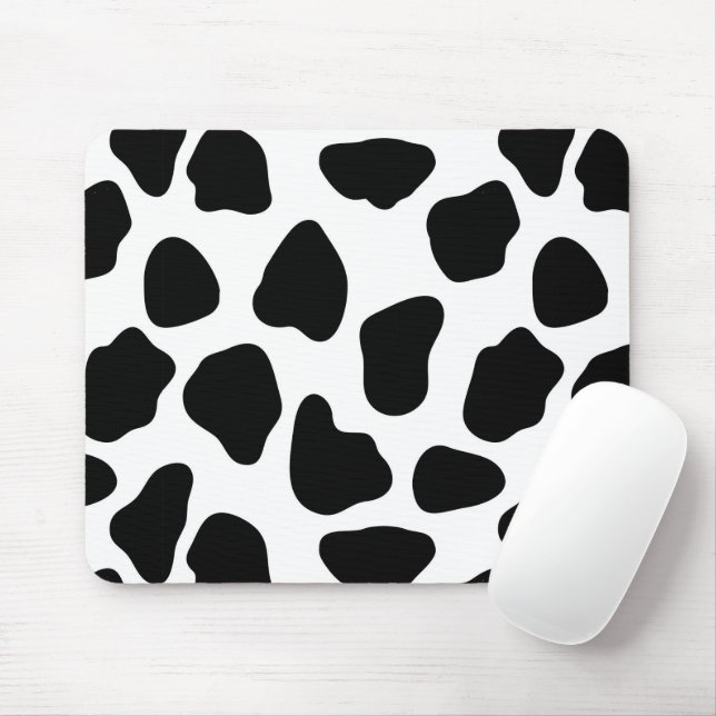 Black And White Cow Print Mouse Mat (With Mouse)