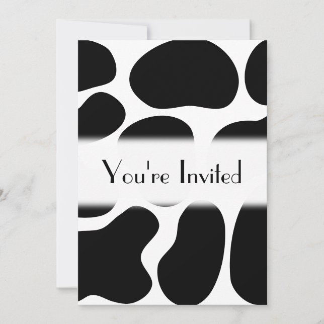 Black and White Cow Print Pattern. Invitation (Front)