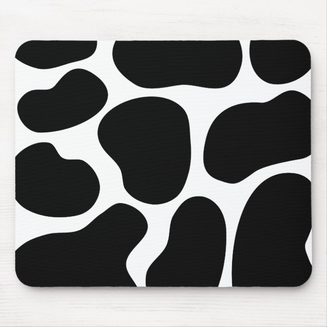 Black and White Cow Print Pattern. Mouse Mat (Front)