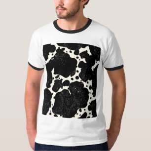 Black and White Cow Print Pattern Trendy Animal T-Shirt