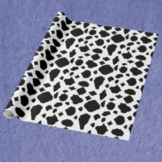Black and White Cow Print Pattern Wrapping Paper