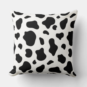 Black and White Cow Print Pillow Decorative Farmho