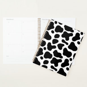 Black and white Cow print spiral notebook Planner