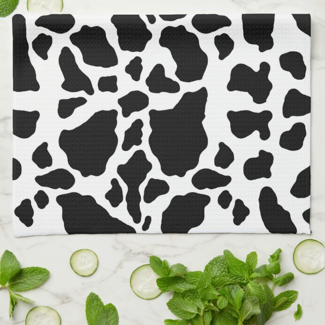 Black and White Cow Print Tea Towel (Folded)