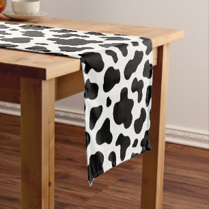 Black And White Cow Print Western Cowboy Southern Short Table Runner