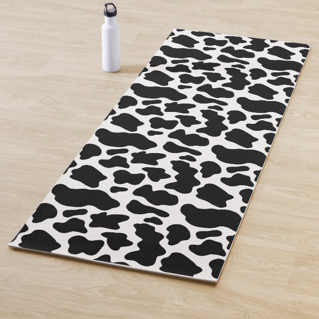 Black And White Cow Print Yoga Mat (In Situ)