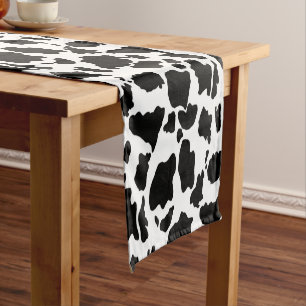 Black and White Cow Skin Animal Print Short Table Runner