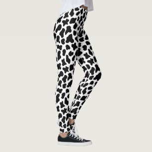 Black and white cow skin pattern leggings