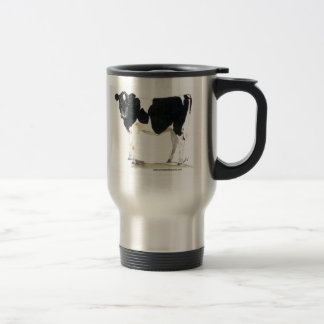 black and white cow travel mug