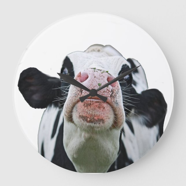 black and white cow wall clock (Front)
