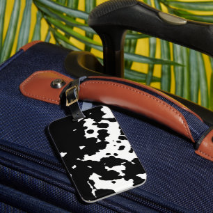 Black and White Cowhide Cowboy Print Luggage Tag
