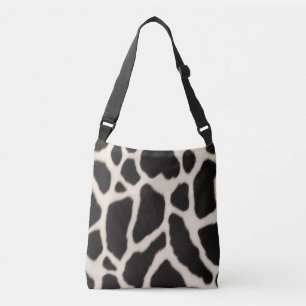 Black and white cowhide pattern crossbody bag