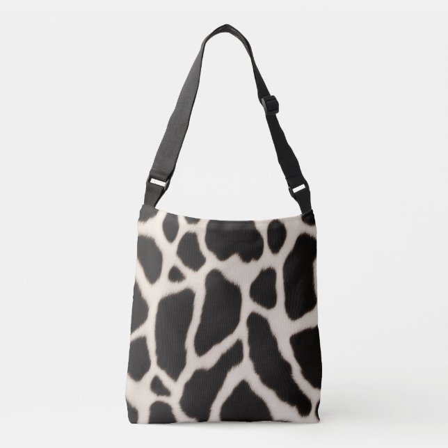 Black and white cowhide pattern crossbody bag (Front)