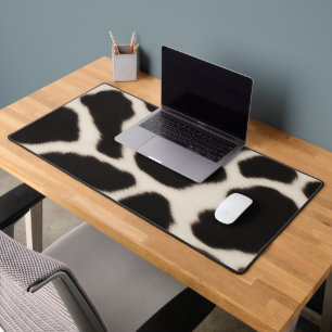 Black and white cowhide pattern desk mat