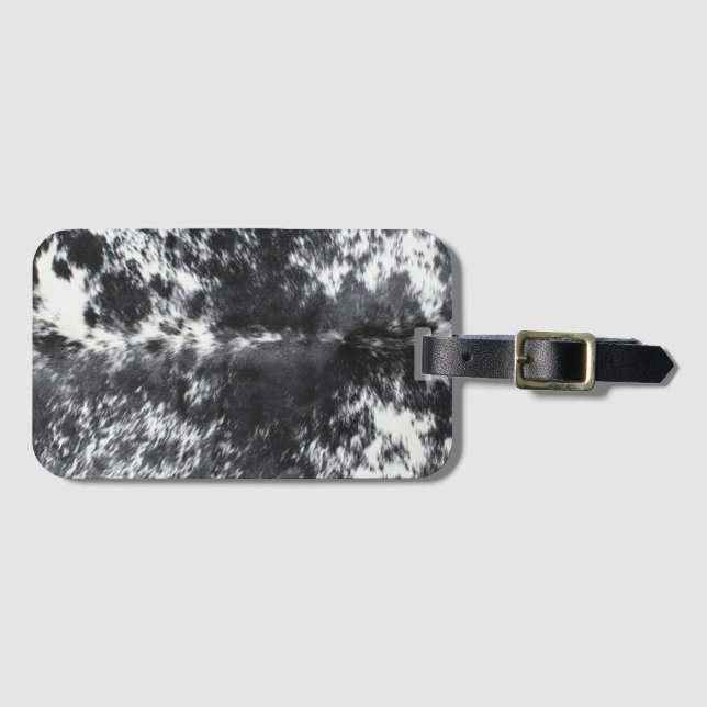 Black and White Cowhide vintage Print Luggage Tag (Front Horizontal)