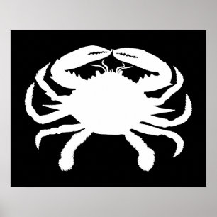 Black and White Crab Poster