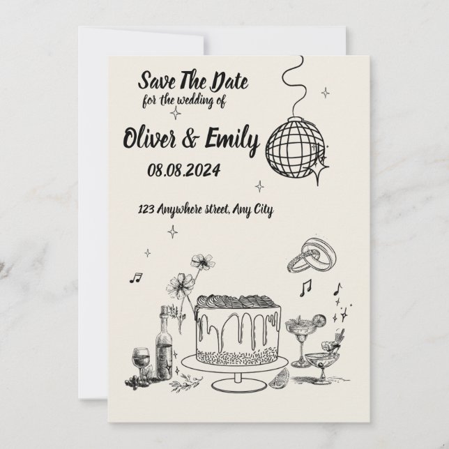 Black and white Creative wedding Invitation  (Front)