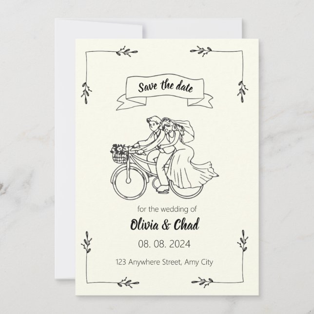 Black and white creative wedding invitation  (Front)