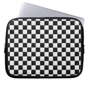 Black and White Crocodile Skin Print Chess Laptop Sleeve