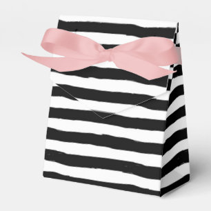 Black and White Crooked Stripe Pattern Favour Box