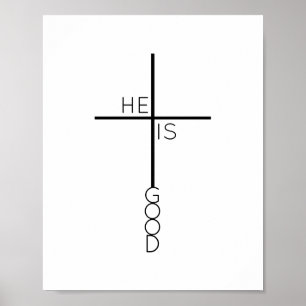 Black and White Cross Minimalist Christian Poster