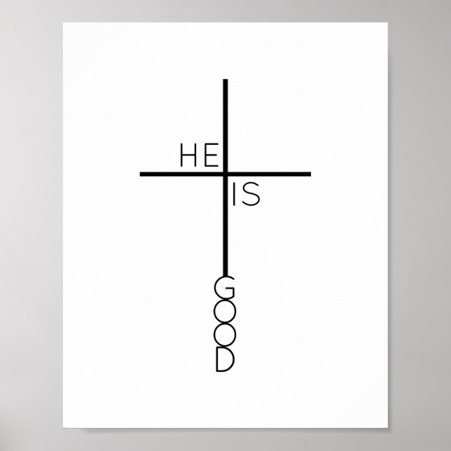 Black and White Cross Minimalist Christian Poster (Front)