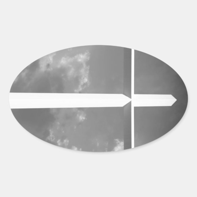 Black and white cross oval sticker (Front)