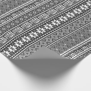 Black and White cross-stitch geometric pattern Wrapping Paper