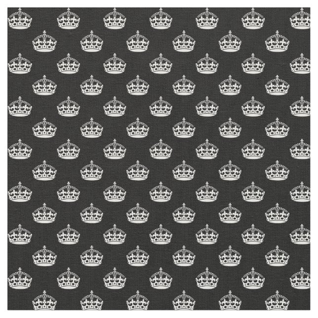 Black and White Crowns Fabric (Close Up)