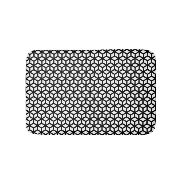 Black And White Cube Pattern Bath Mat (Front)