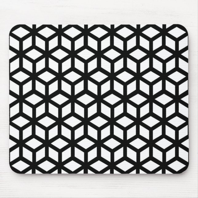 Black And White Cube Pattern Mouse Mat (Front)