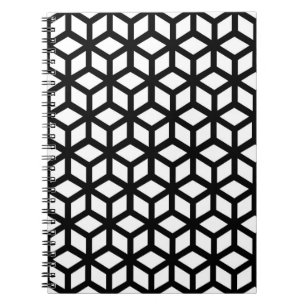 Black And White Cube Pattern Notebook