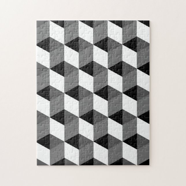 Black and White Cubes Optical Illusion Impossible Jigsaw Puzzle (Vertical)