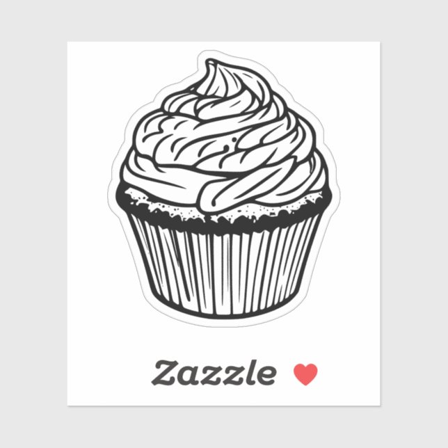 black and white cupcake vinyl sticker (Sheet)