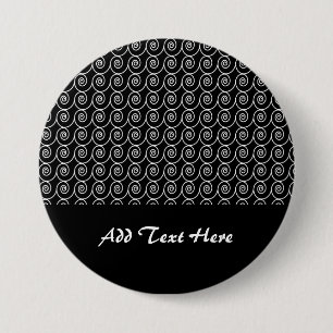 Black and White Curlie Cue Pattern 7.5 Cm Round Badge