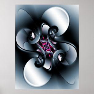 Black and White Curling Shapes Poster
