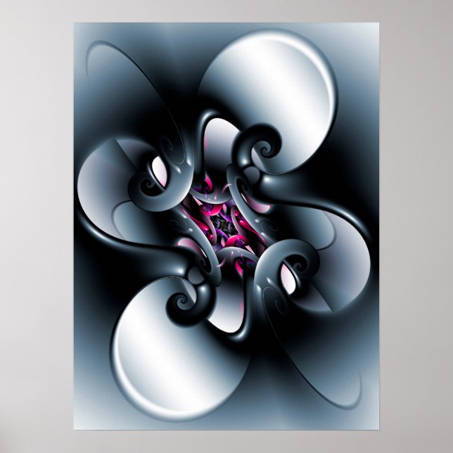 Black and White Curling Shapes Poster (Front)
