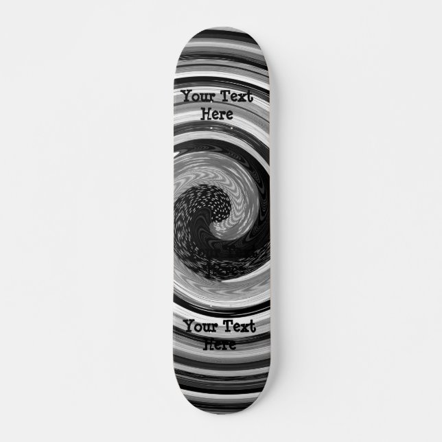 black and white curves modern abstract design skateboard (Front)