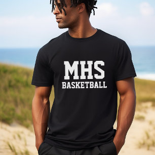 Black and White Custom Basketball Team Spirit T-Shirt
