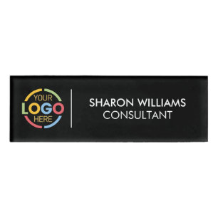 Black and White Custom Company Logo Employee Staff Name Tag