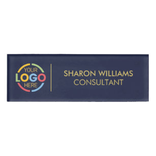 Black and White Custom Company Logo Employee Staff Name Tag