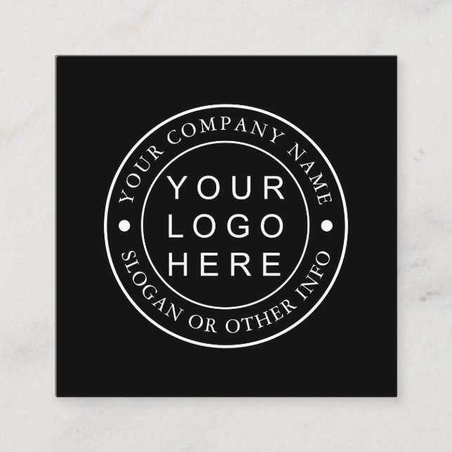 Black and White Custom Company Logo Square Business Card (Front)