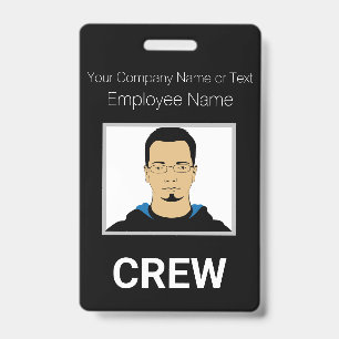 Black and White Custom Crew Photo ID Badge