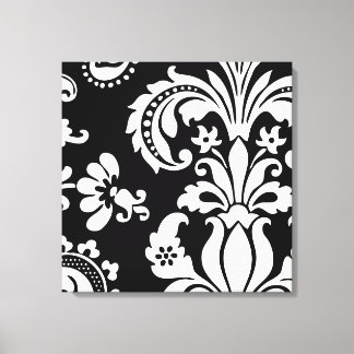 Black and White Custom Damask Canvas Print