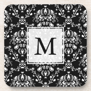 Black and White Custom Damask Coaster