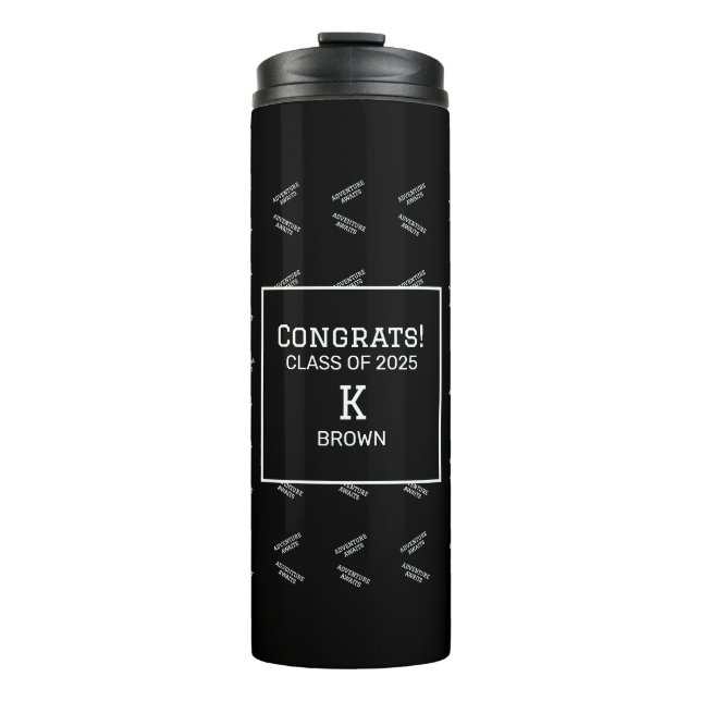Black and White Custom Graduation Thermal Tumbler (Front)