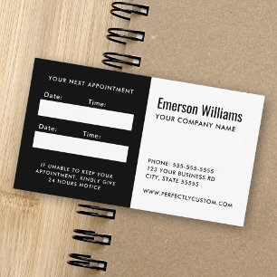 Black and white custom logo appointment reminder card