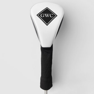 Black And White Custom Monogram Golf Head Cover