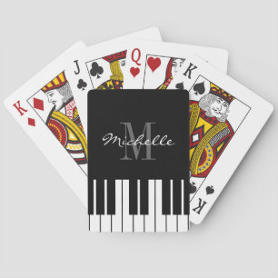 Black and white custom monogrammed piano keys playing cards